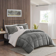Alton - King Down Alternative Comforter Set - Charcoal / Ivory