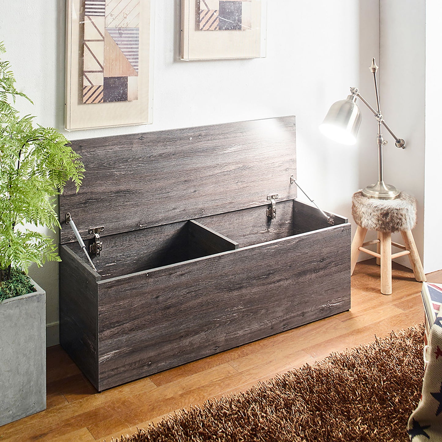 Dean - Storage Bench With Extra Storage - Rustic Gray