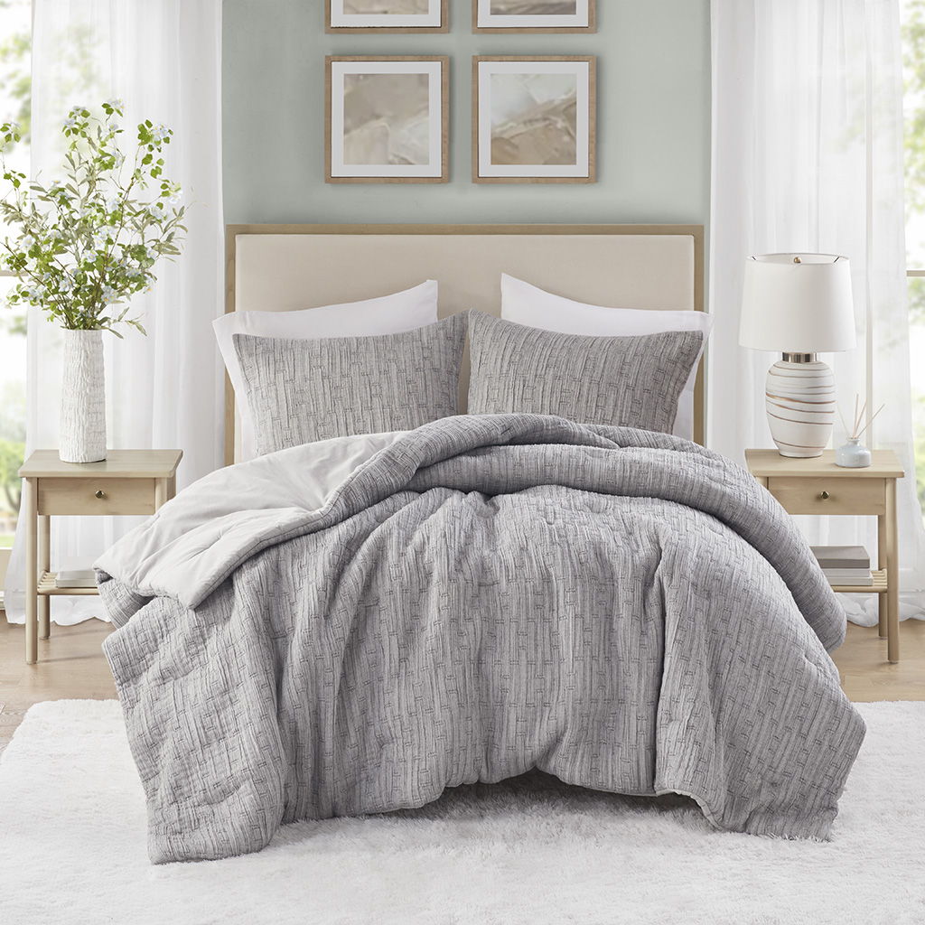 Arlo - 3 Piece King/California King Oversized Comforter Set - Charcoal