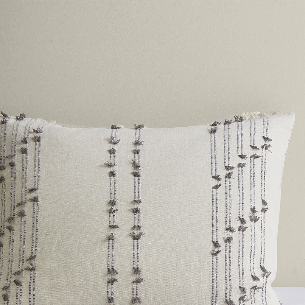 Kara - 3 Piece Cotton Jacquard Duvet Cover Set - Ivory