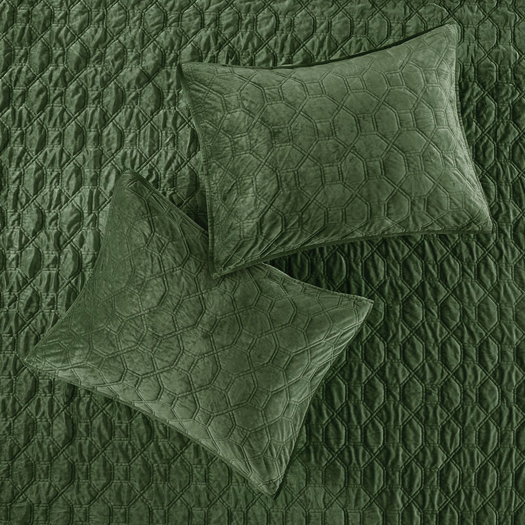 Harper - King Reversible 3 Piece Coverlet Set - Green