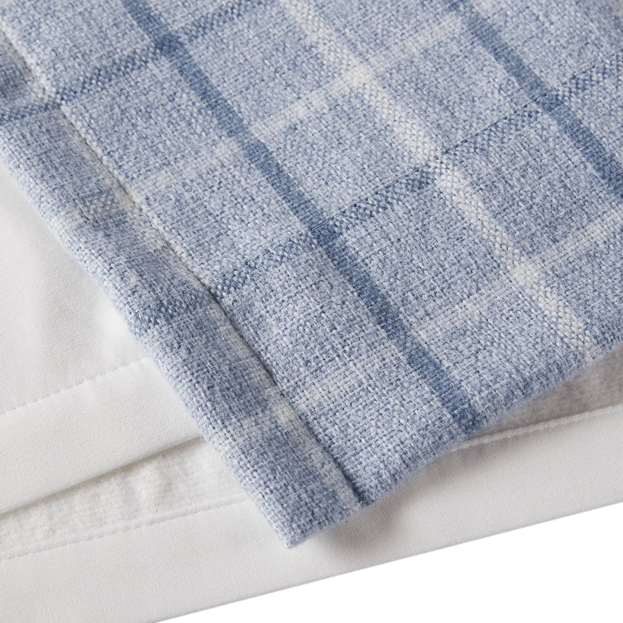 Anaheim - 50x84" Plaid Rod Pocket And Back Tab Curtain Panel With Fleece Lining - Denim Blue