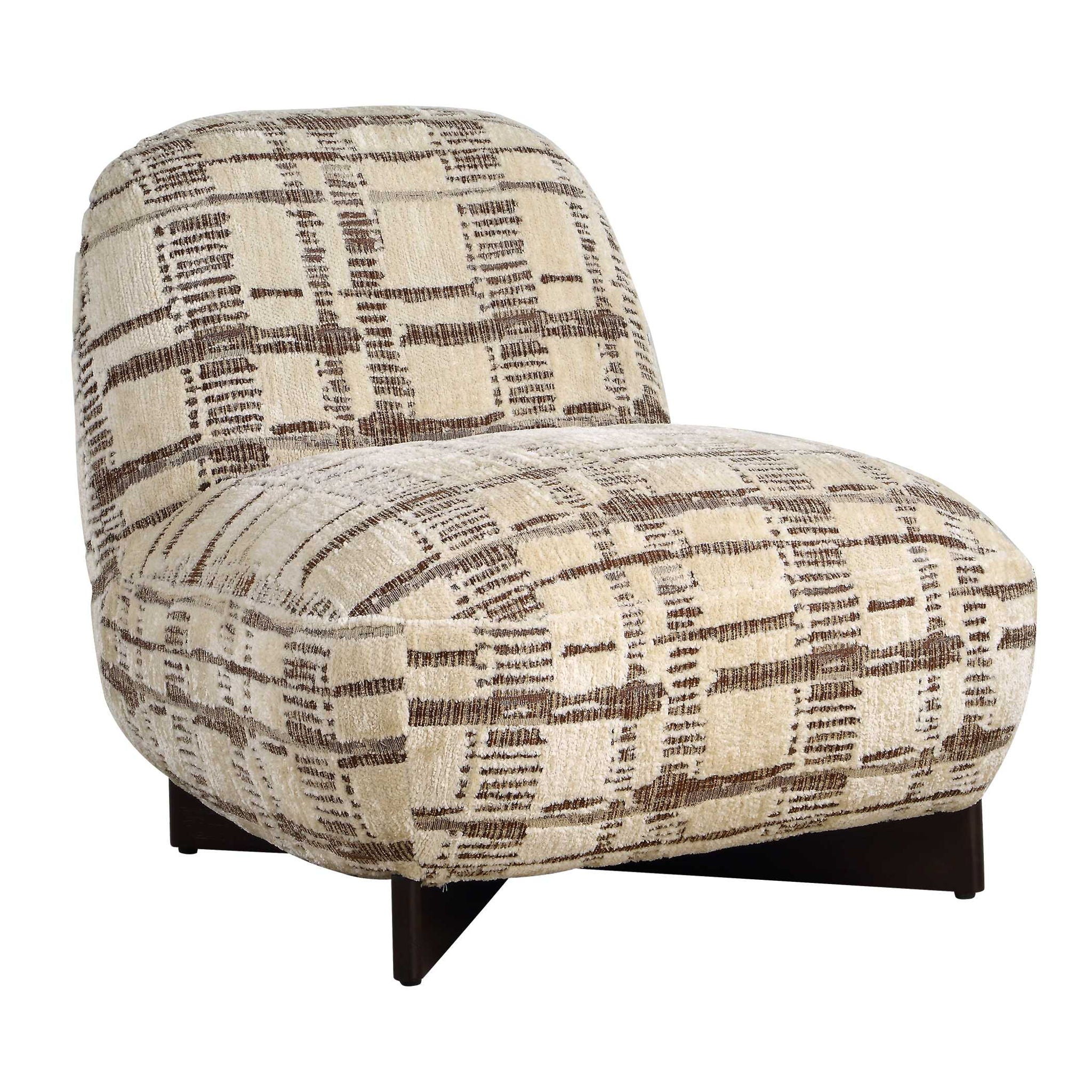 Evans - Modern Armless Accent Chair - Beige / Brown