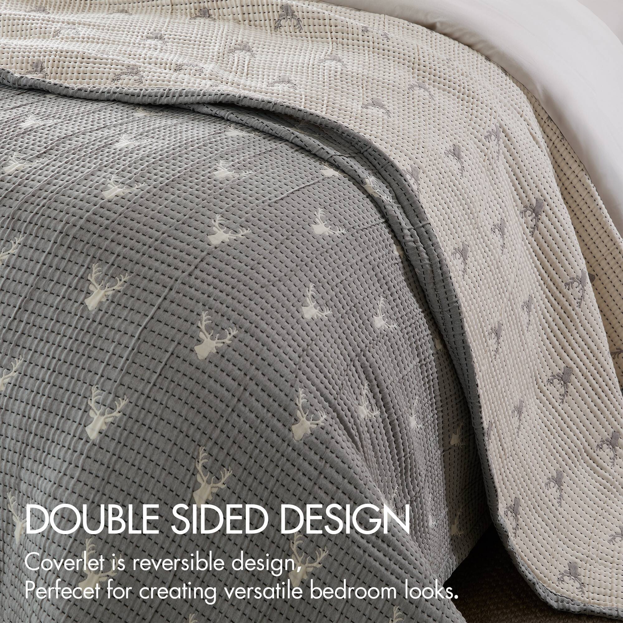 Keystone - Full/Queen Coverlet Set - Gray