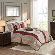 Donovan - Queen 7 Piece Comforter Set - Red