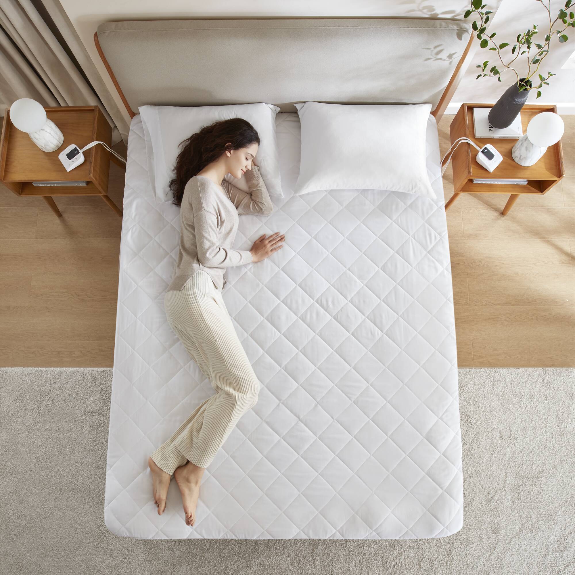 Microfiber Zoned - Full Heated Mattress Pad - White