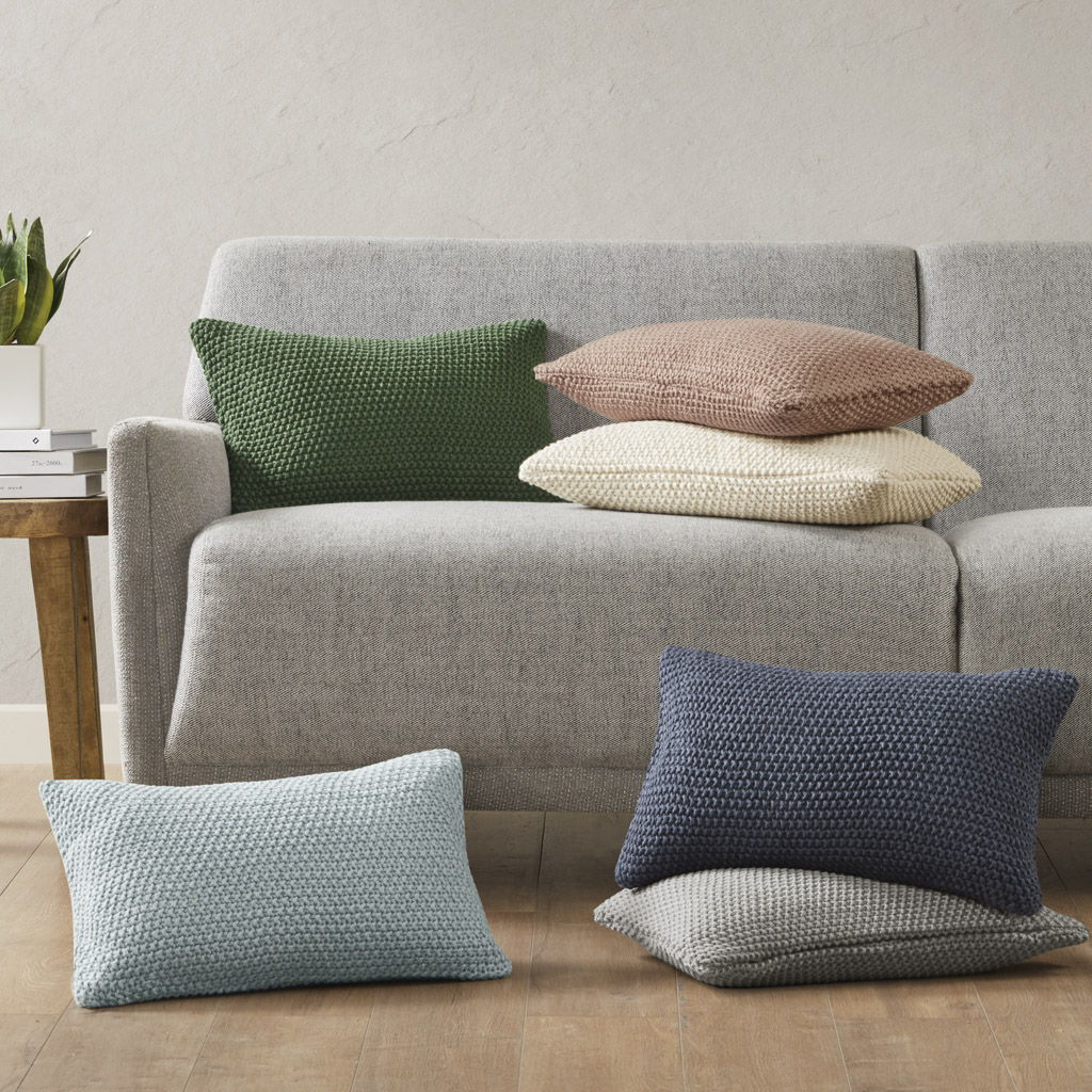 Bree Knit - Oblong Pillow Cover - Gray