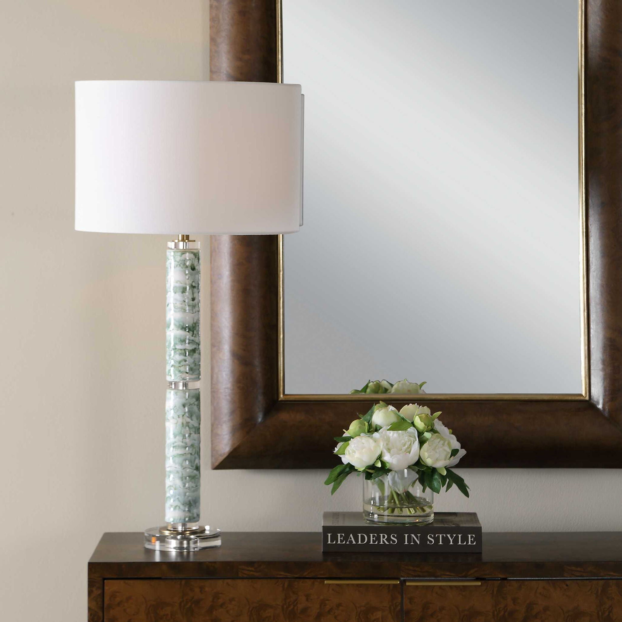 Jameis - Marbled Table Lamp - Green / White