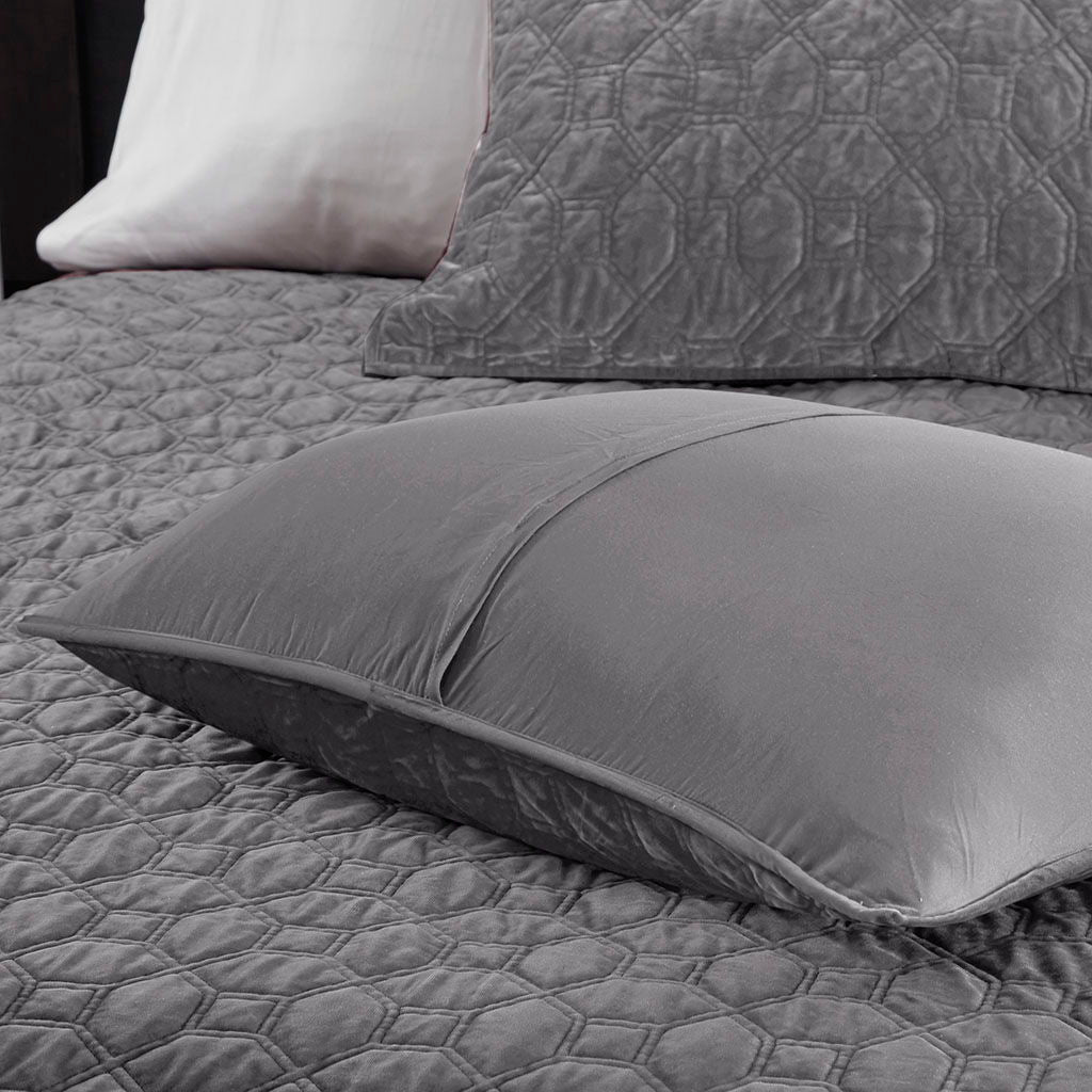 Harper - King Reversible 3 Piece Coverlet Set - Gray