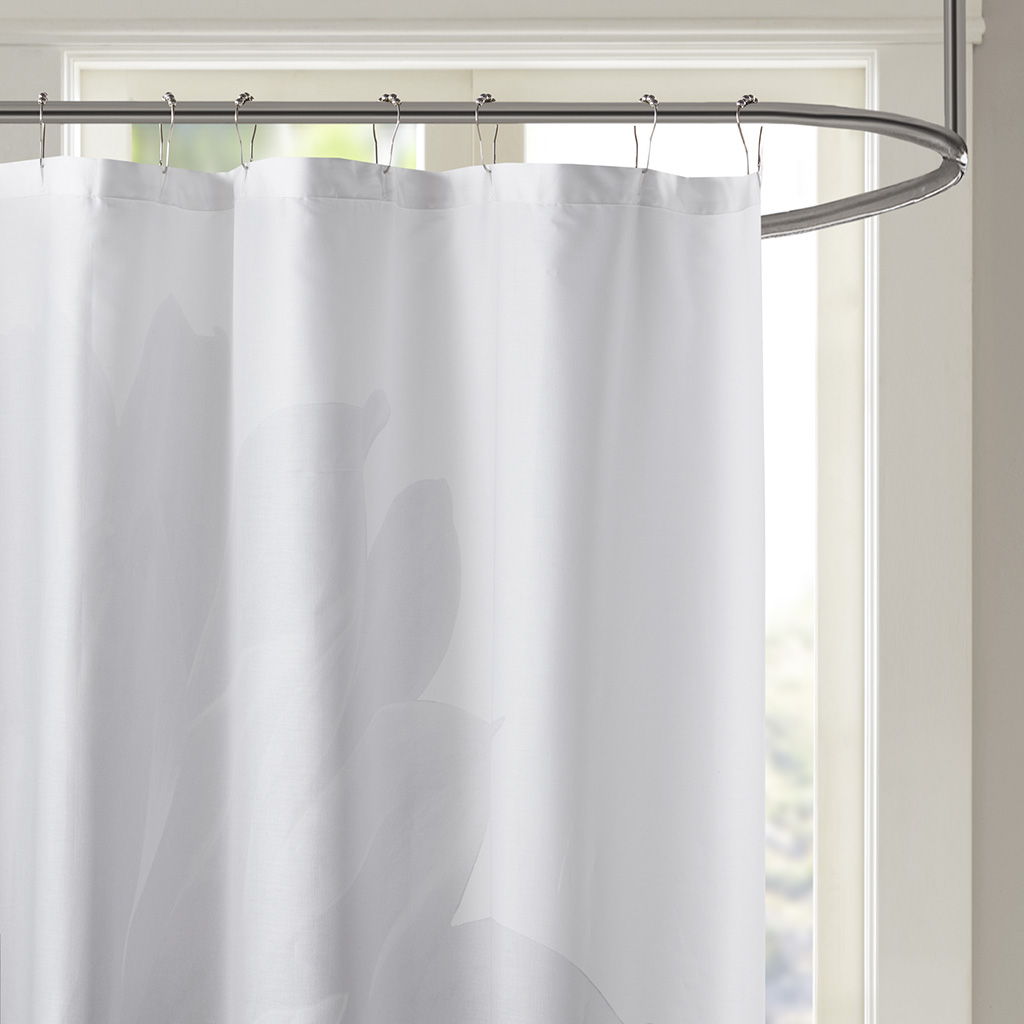 Norah - Printed Floral Shower Curtain - Gray