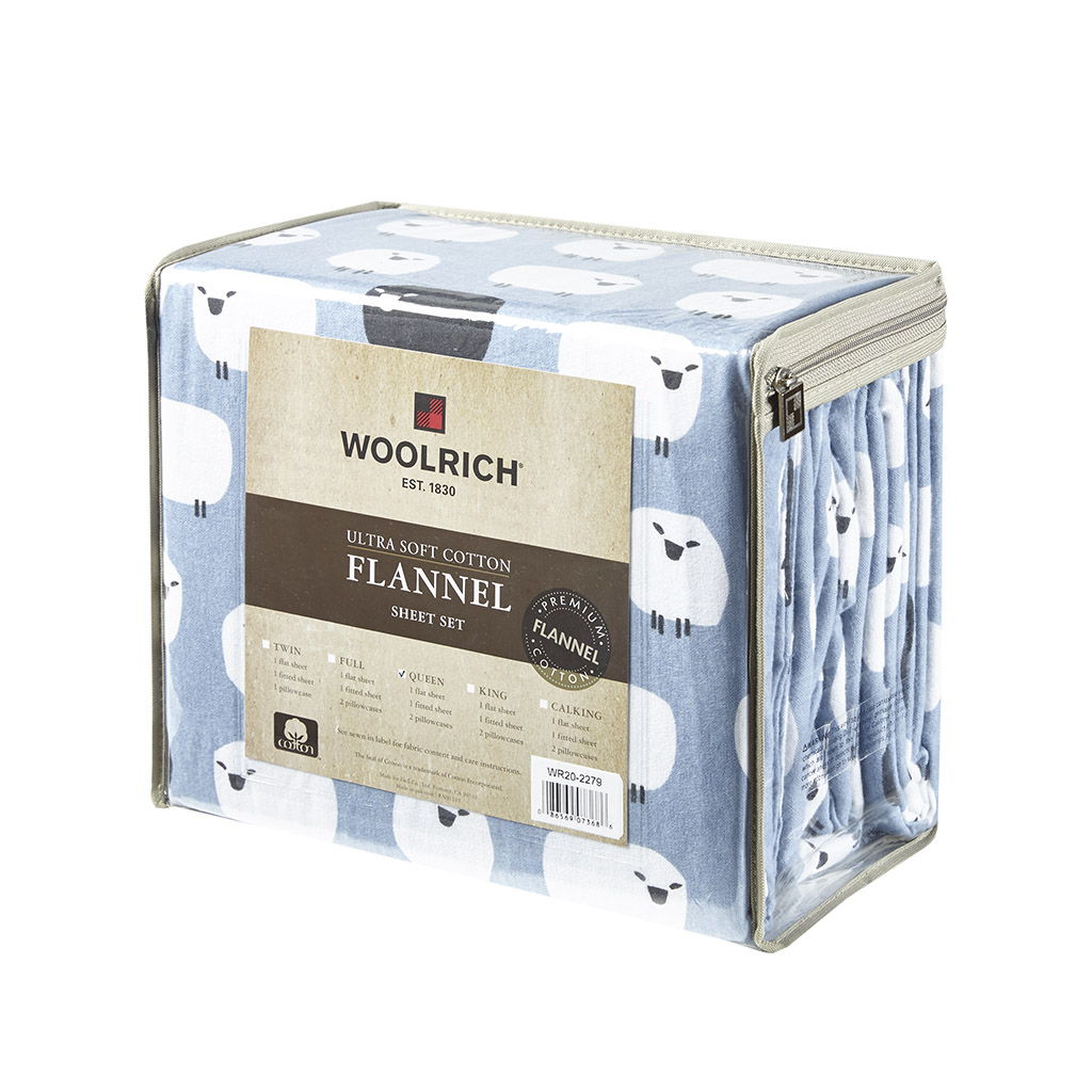 Flannel - King Sheet Set - Blue Sheep