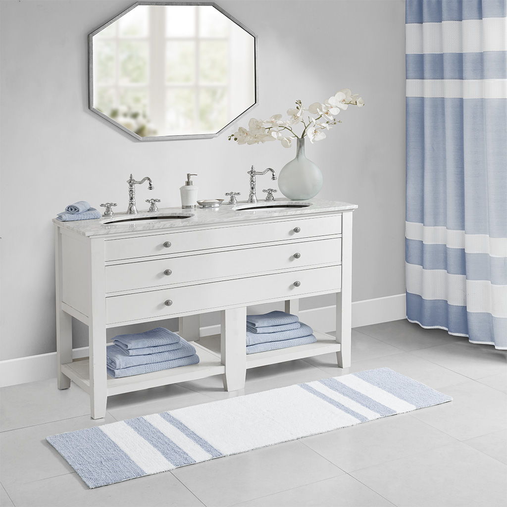 Spa Cotton - 27" x 45"Reversible Bath Rug - Blue