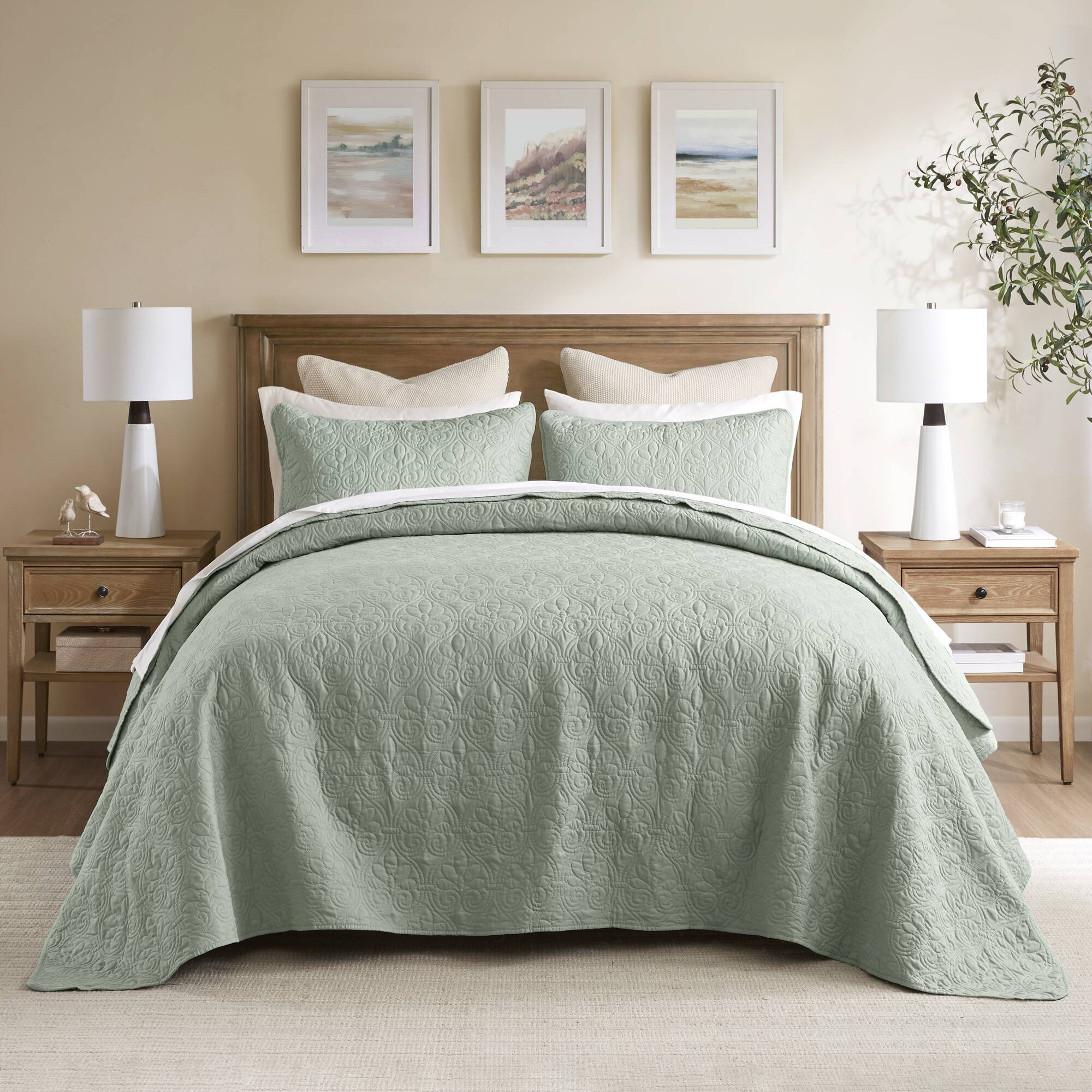 Quebec - Reversible Bedspread Set - Seafoam