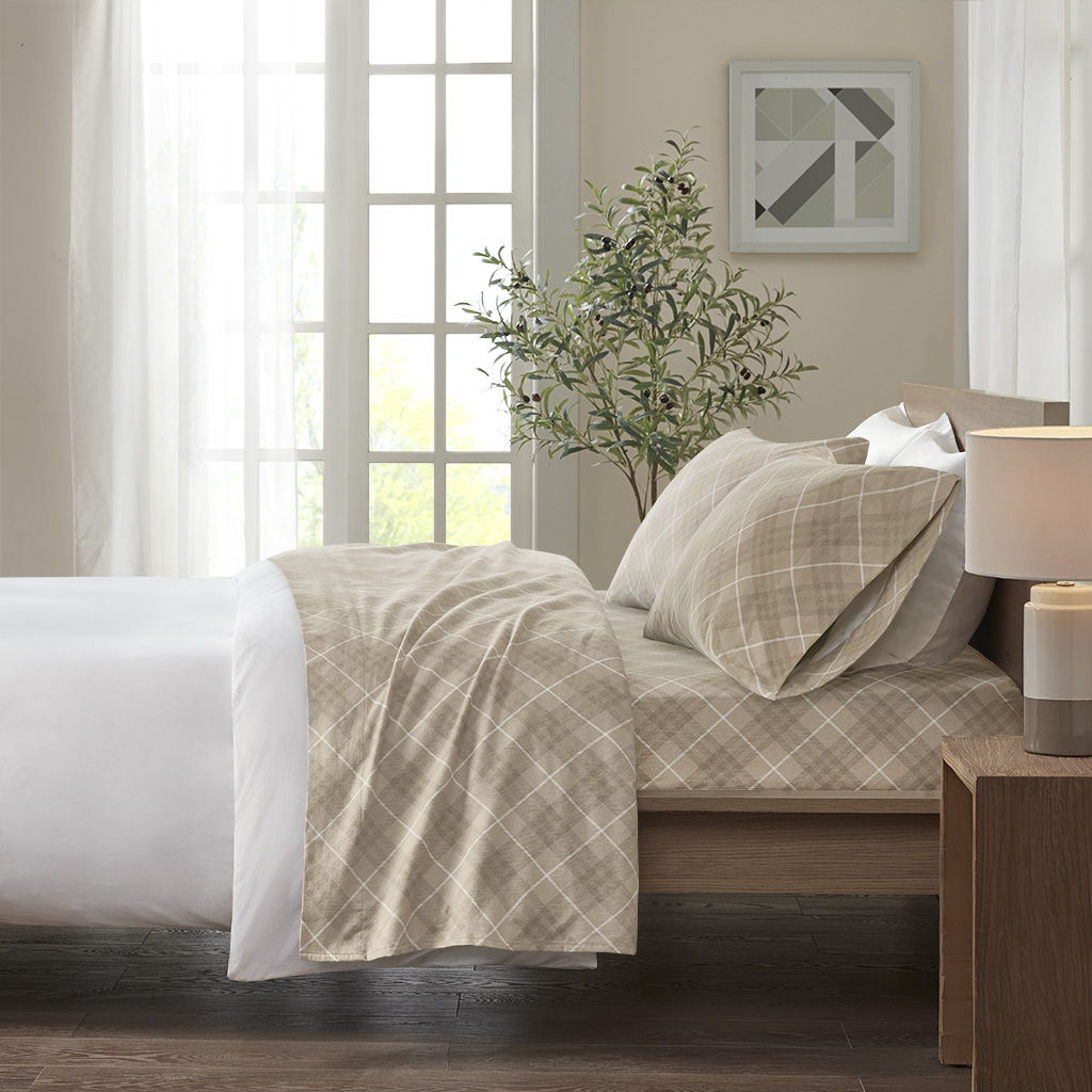 Cozy Flannel - Sheet Set - Tan Plaid