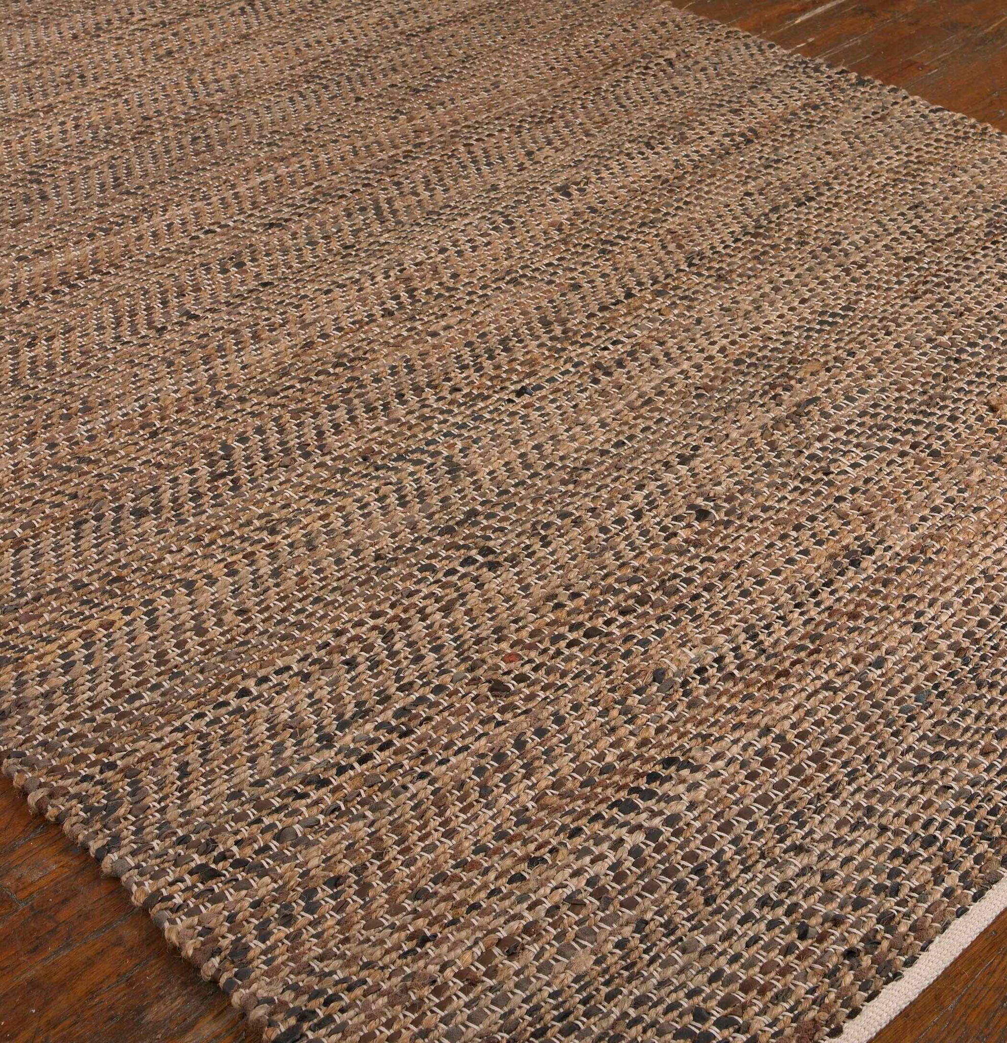Tobais - Rescued Leather & Fabric Rug