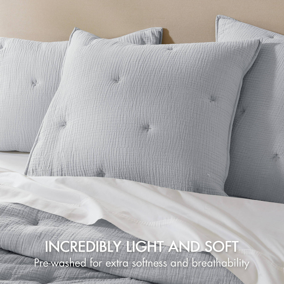 Breeze - Gauze Embroidered Euro Sham - Blue