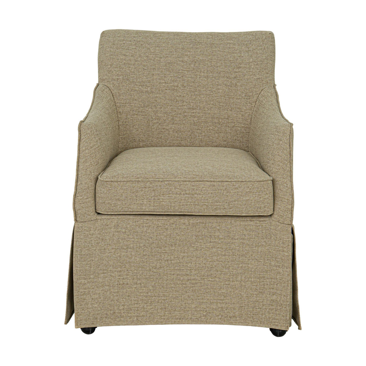 London - Upholstered Skirted Dining Arm Chair With Hidden Casters - Beige