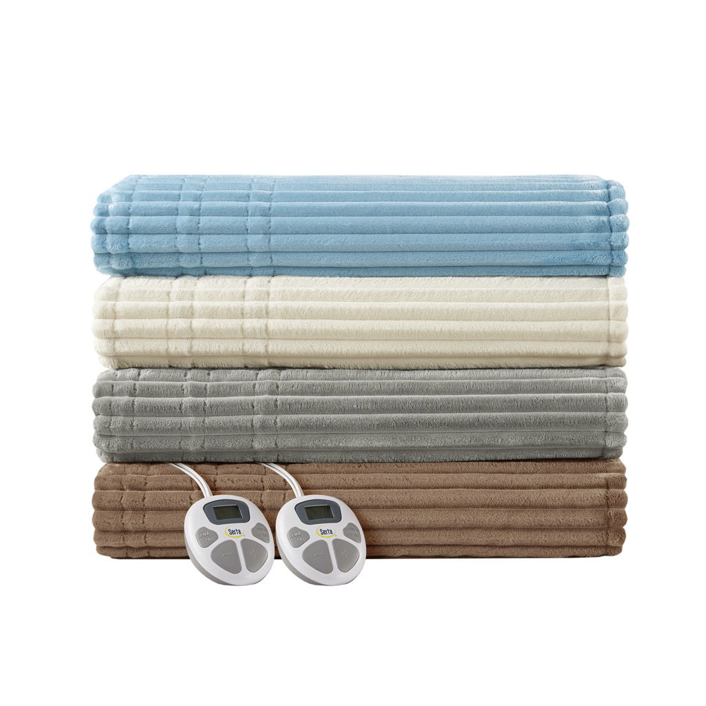 Corded Plush - Queen Heated Blanket - Brown