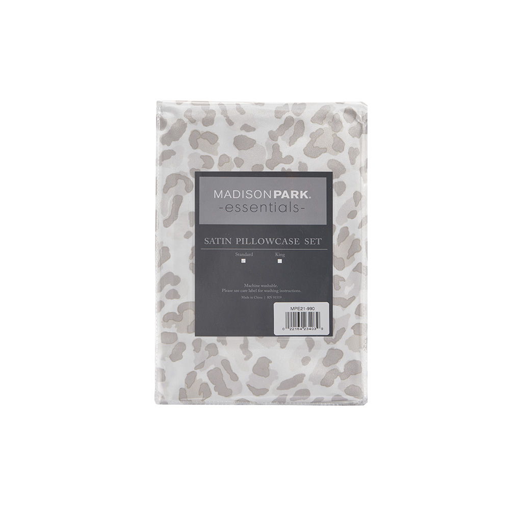 Satin - Luxury 2 Piece Pillowcases - Taupe Leopard
