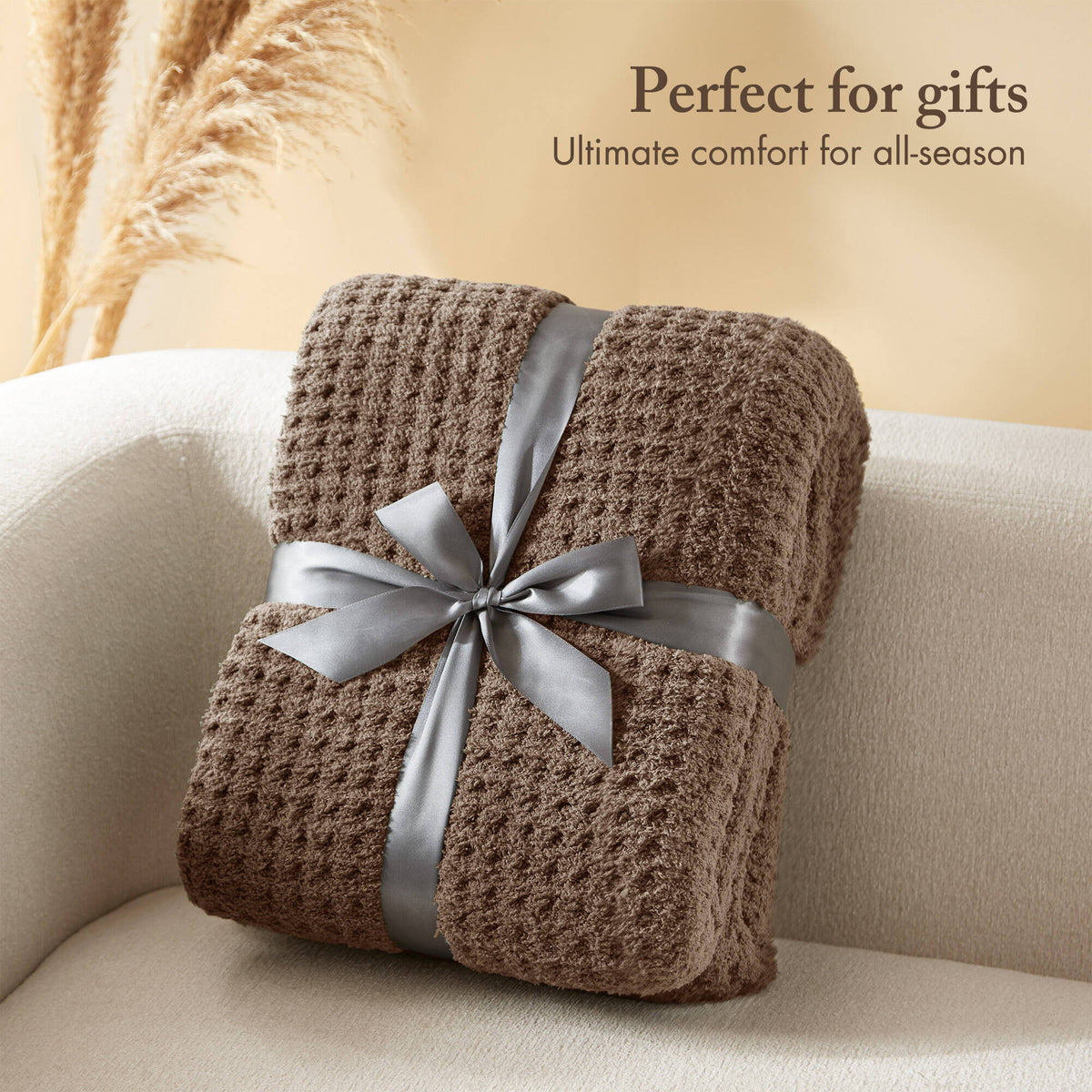 Rowan - Waffle Knit Chenille Throw - Brown
