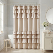 Grace - Ruffled Shower Curtain - Beige