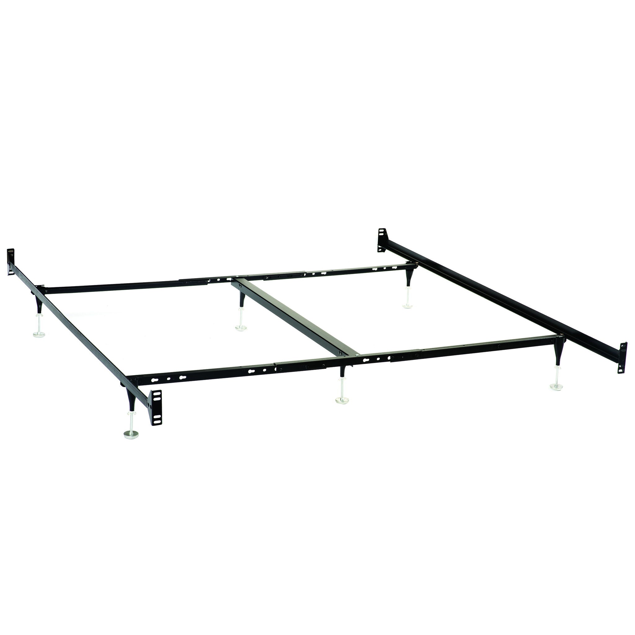 Adams - Queen / Eastern King Bolt On Bed Frame With Reinforced Center Beam, Adjustable Legs - Black