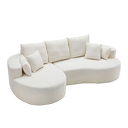 2 Piece Fabric Cloud Curved Sectional Sofa With Chaise For Living Room Bedroom Apartment - Snow White
