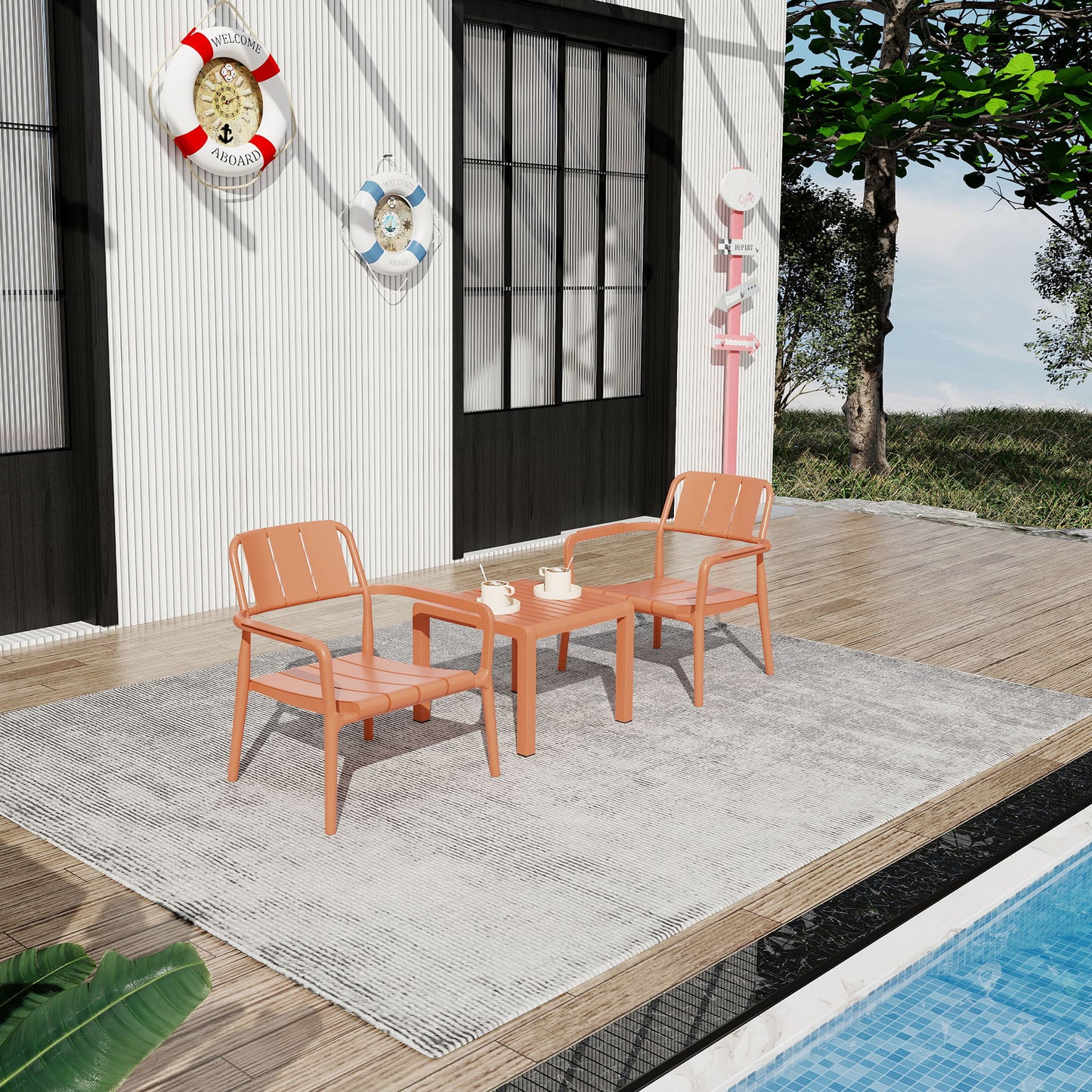 3 Piece Indoor / Outdoor Leisure Table And Chair Set