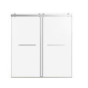 Frameless Double Sliding Soft-Close Shower Door, 3 / 8" (10Mm) Thick SGCC Tempered Glass Door, Matte