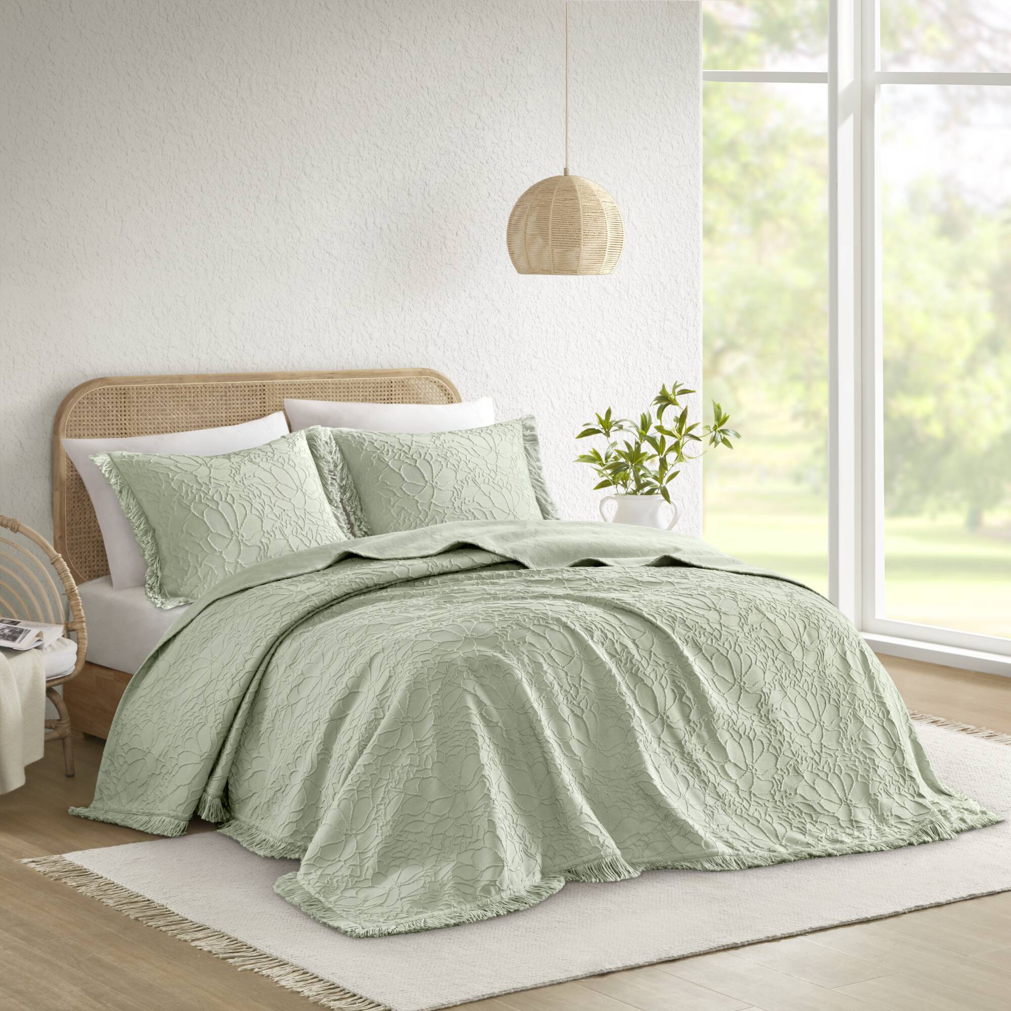 Willow - 3 Piece Queen Bedspread Set - Sage