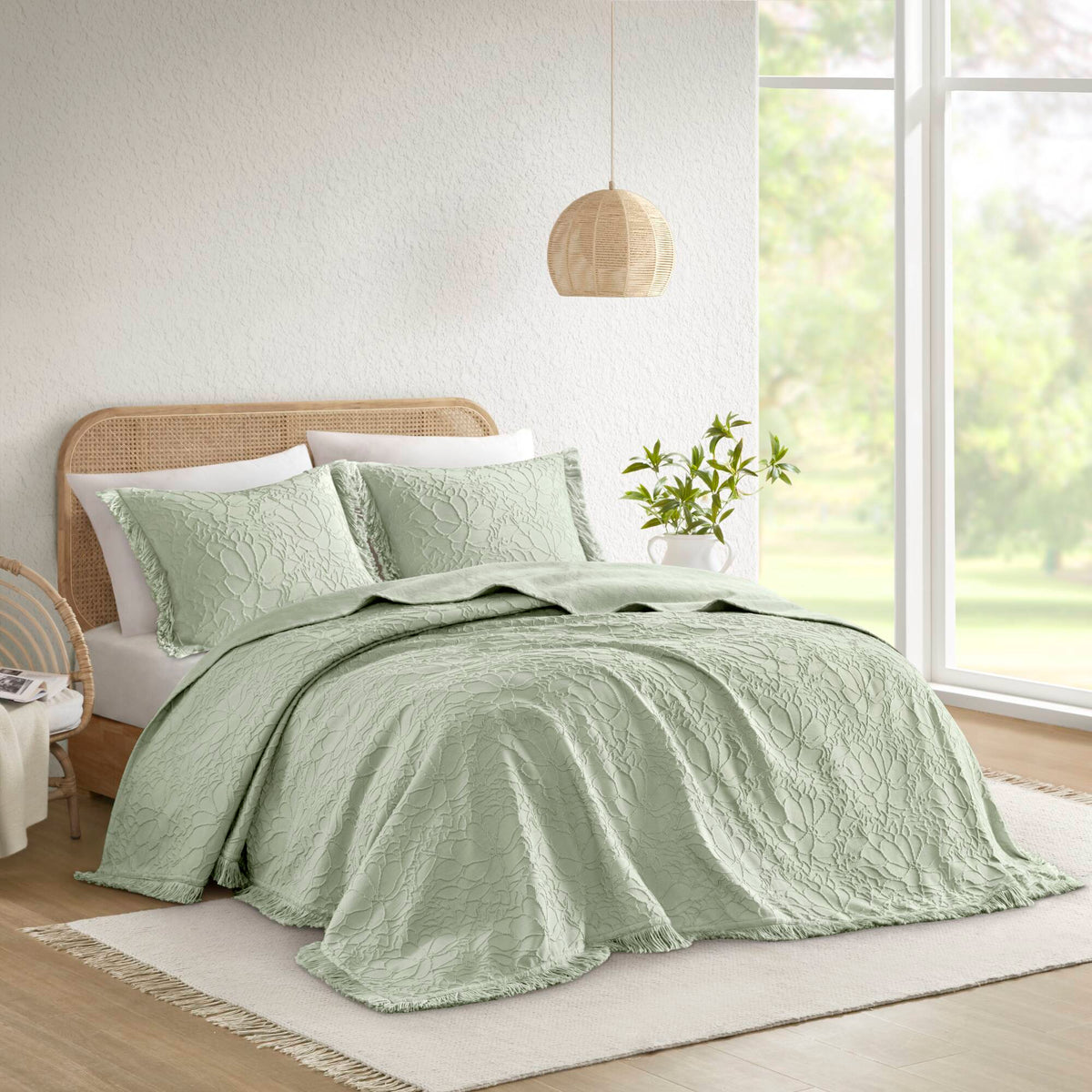 Willow - 3 Piece King Bedspread Set - Sage