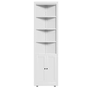 Tall Corner Storage Cabinet With 2 Doors, 5-Tier With Adjustable Shelve, Freestanding - White