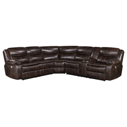 Mclean - Power Reclining Sectional Sofa With Storage Console - Dark Brown