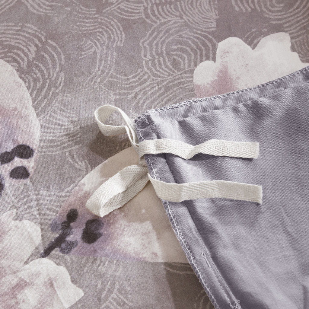 Sakura Blossom - King 3 Piece Sateen Printed Duvet Cover Set - Lilac