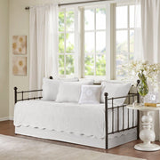 Tuscany - Twin 6 Piece Reversible Scalloped Edge Daybed Cover Set - White