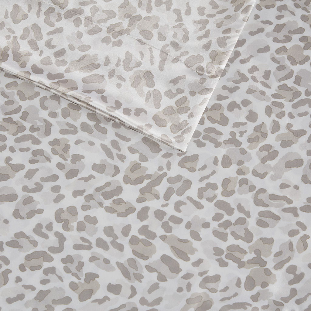 Satin - Luxury 2 Piece Pillowcases - Taupe Leopard