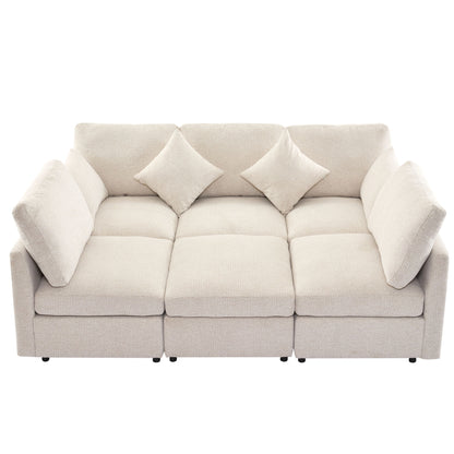 Sectional Sofa Modular U-Shaped With Ottoman & USB Ports