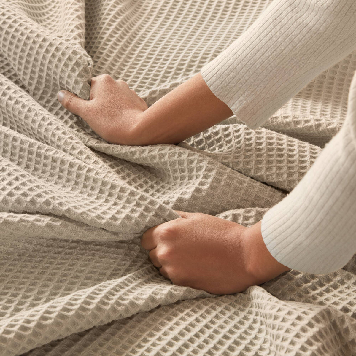 Waffle Weave - King Cotton Blanket - Khaki