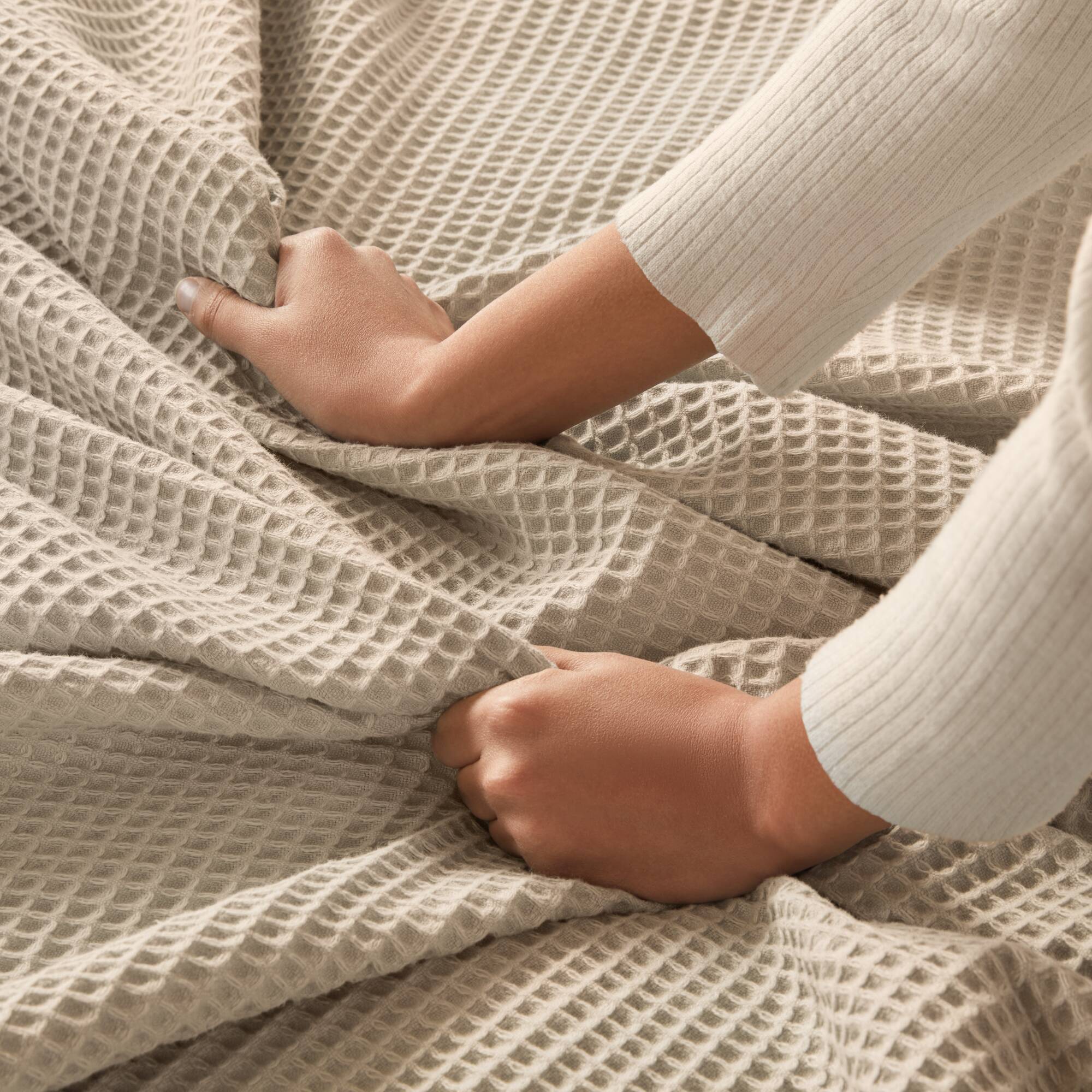 Waffle Weave - Cotton Blanket - Khaki