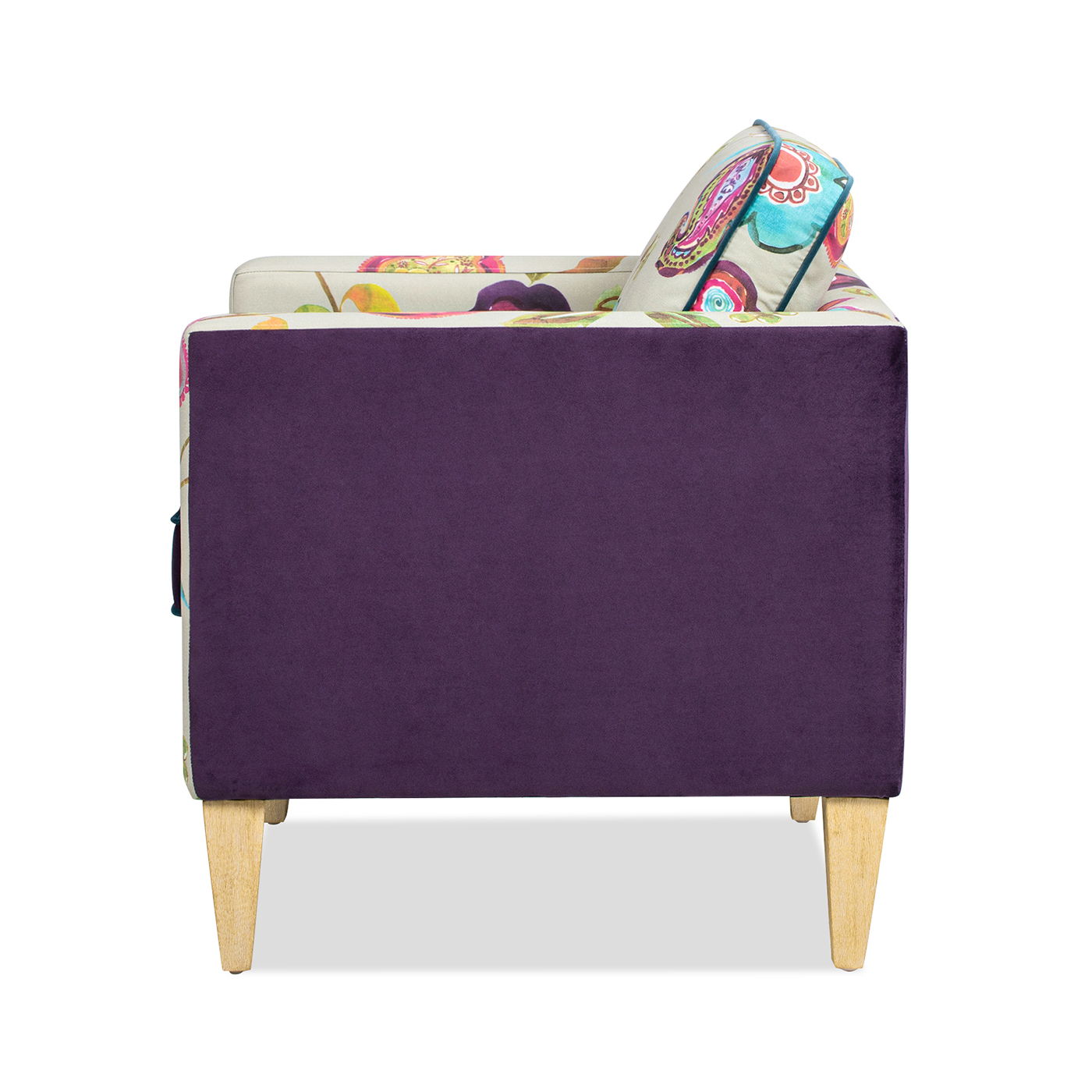 Mamba - Patchwork Accent Chair - Teal Blue Purple / Multicolored Floral