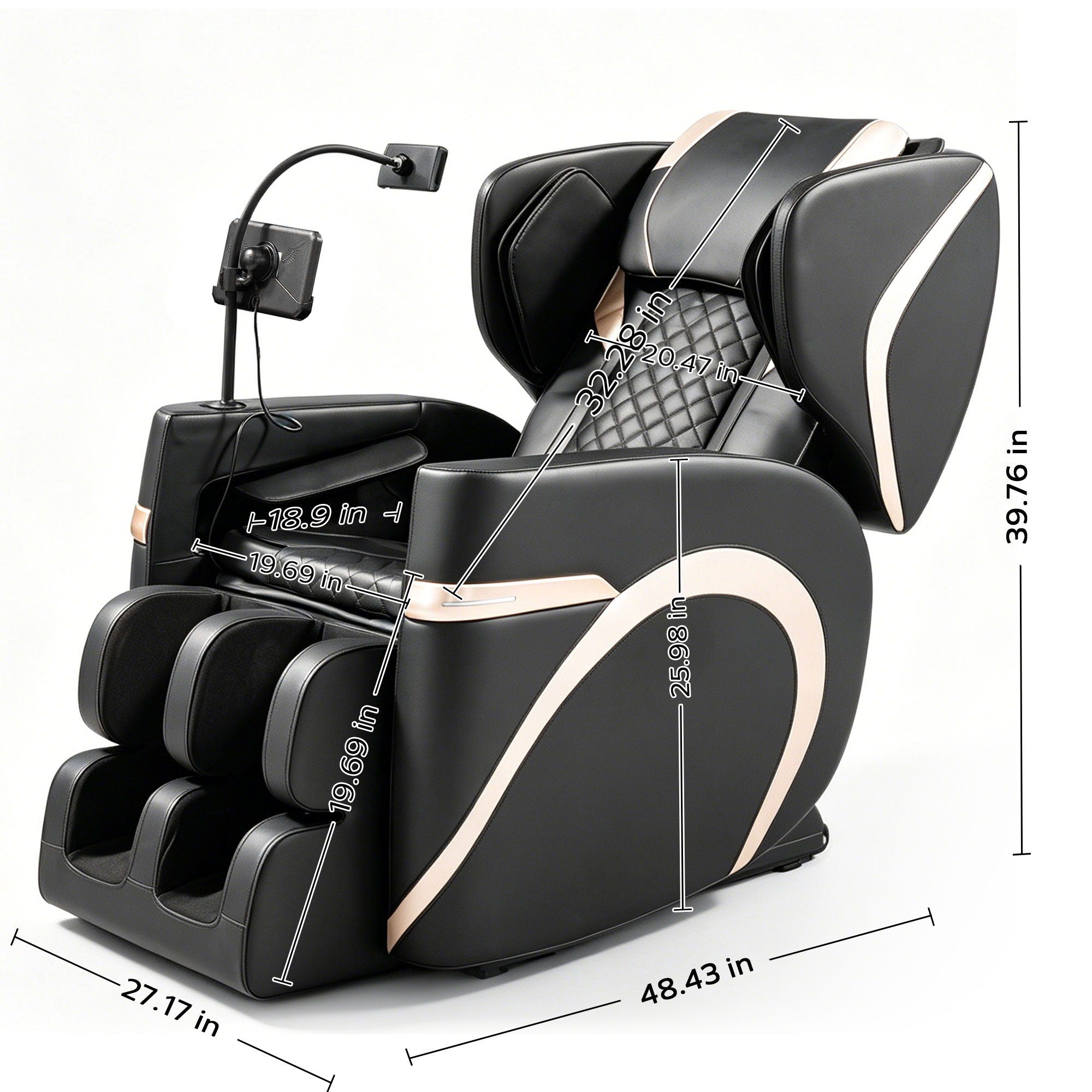 Massage Chair Recliner With Zero Gravity & Full Body Air Pressure - Black
