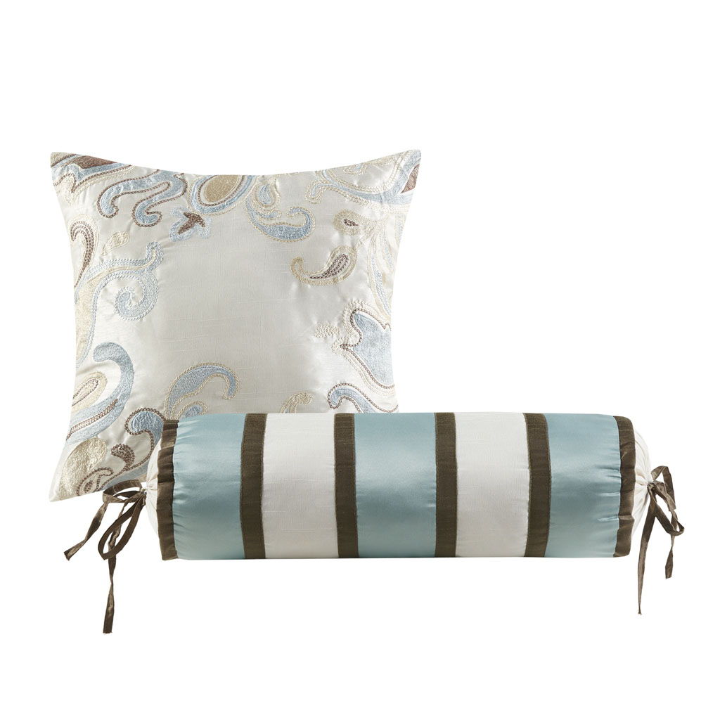 Aubrey - Queen 5 Piece Reversible Bedspread Set - Blue / Brown