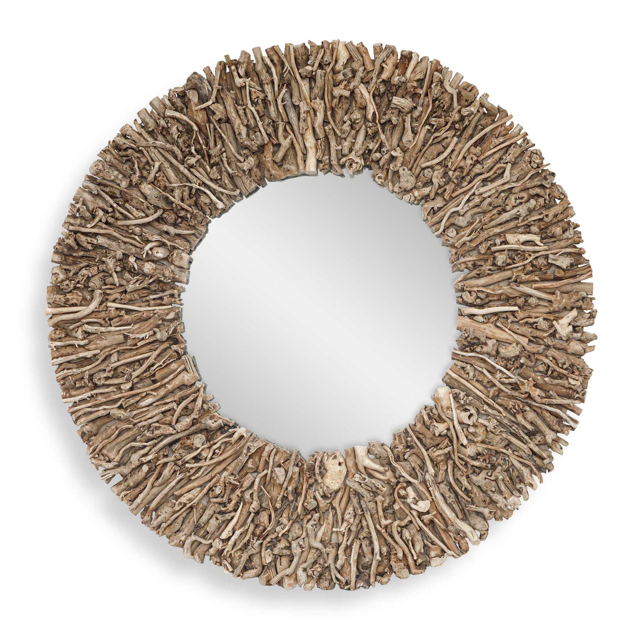 Rossetti - Round Interwoven Wood Mirror - Woodtone