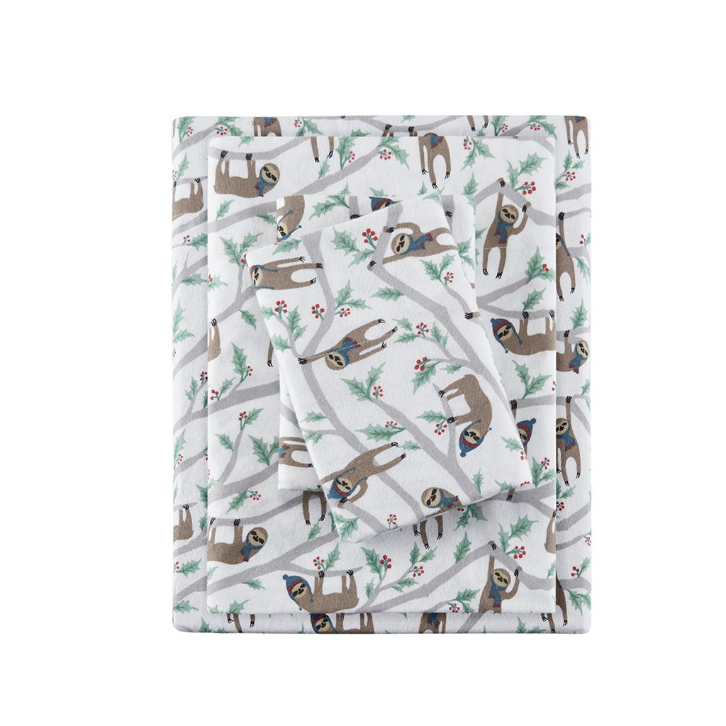 Cozy Flannel - Full Printed Sheet Set - Multi Sloth