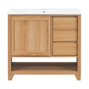 36" Bathroom Vanity With Sink, Soft Close Drawers - Natural