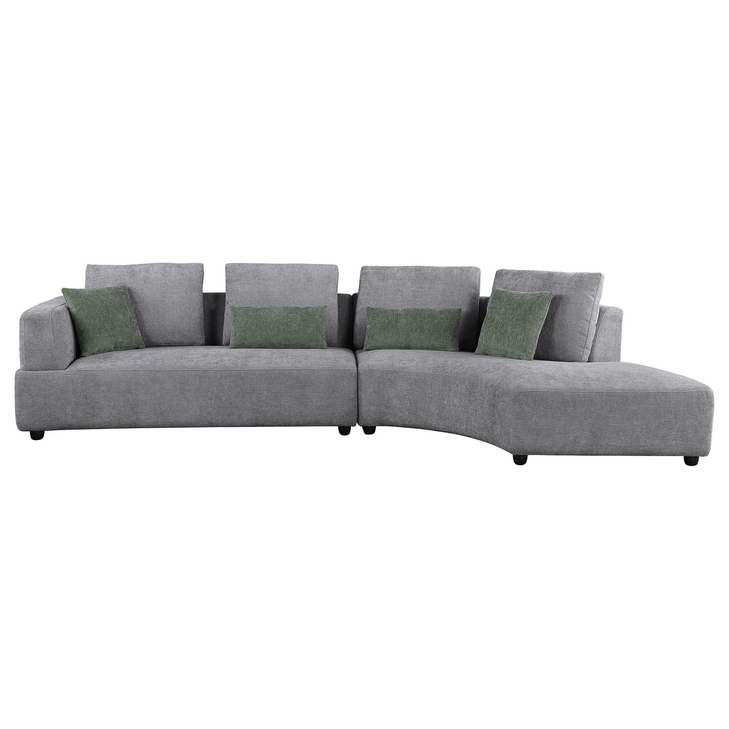 Lincoln - Upholstered Curved Sectional Sofa With Pillow Back Cushions - Gray