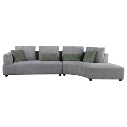 Lincoln - Upholstered Curved Sectional Sofa With Pillow Back Cushions - Gray