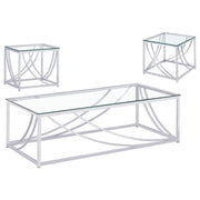 Kempton - 3 Piece Coffee And End Table Set - Chrome
