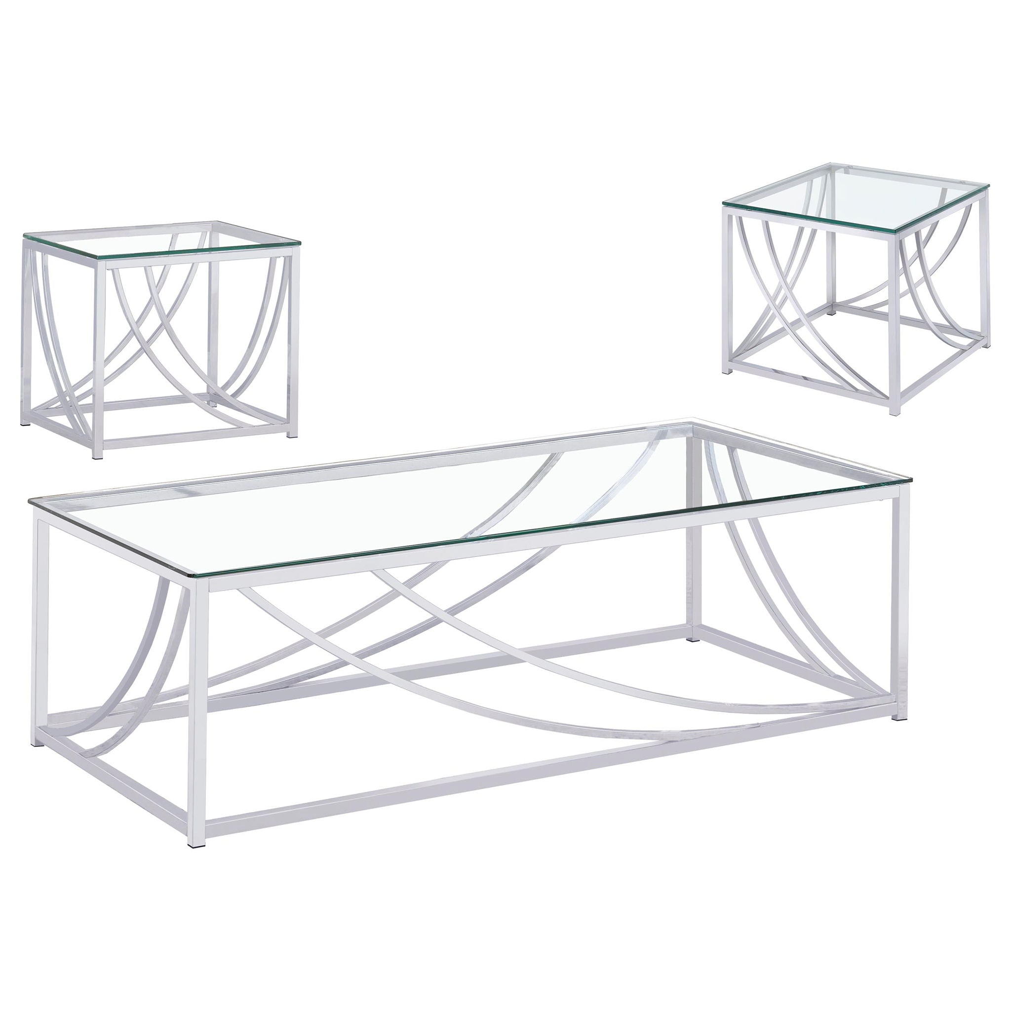 Kempton - 3 Piece Coffee And End Table Set - Chrome