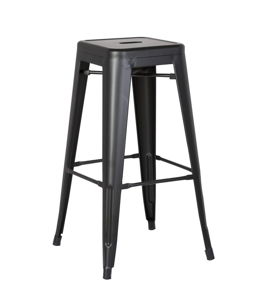 Set of Two 30" Black Iron Backless Bar Height Bar Chairs